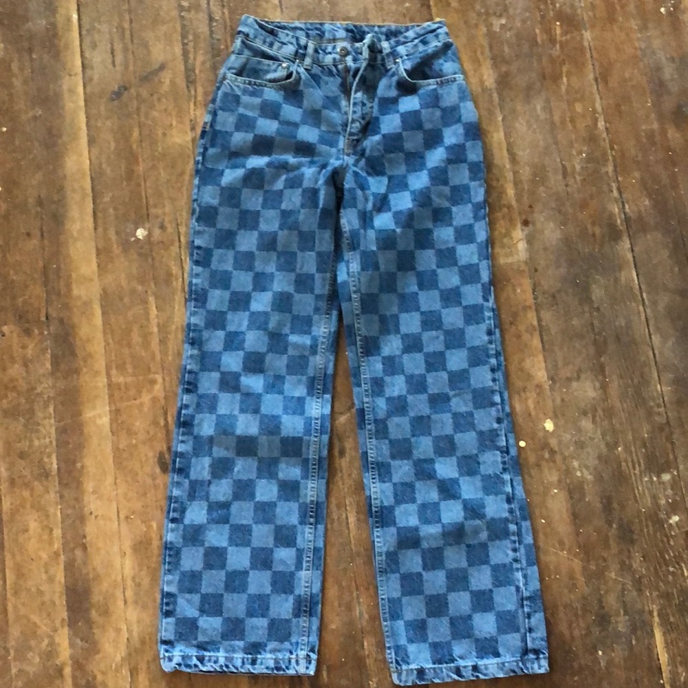 Ragged brand checkered denim jeans